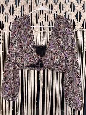 Floral Tie-Front Crop Top